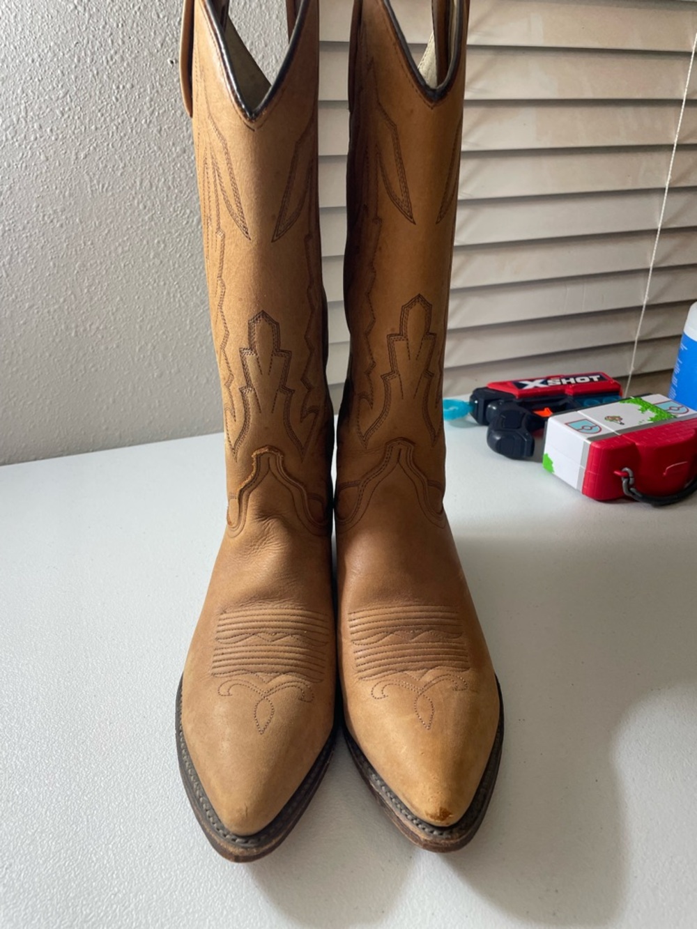 Vintage Dan Post Marlboro Cowboy Boots Leather Brown Womens 8 M USA P2552 - Picture 5 of 12